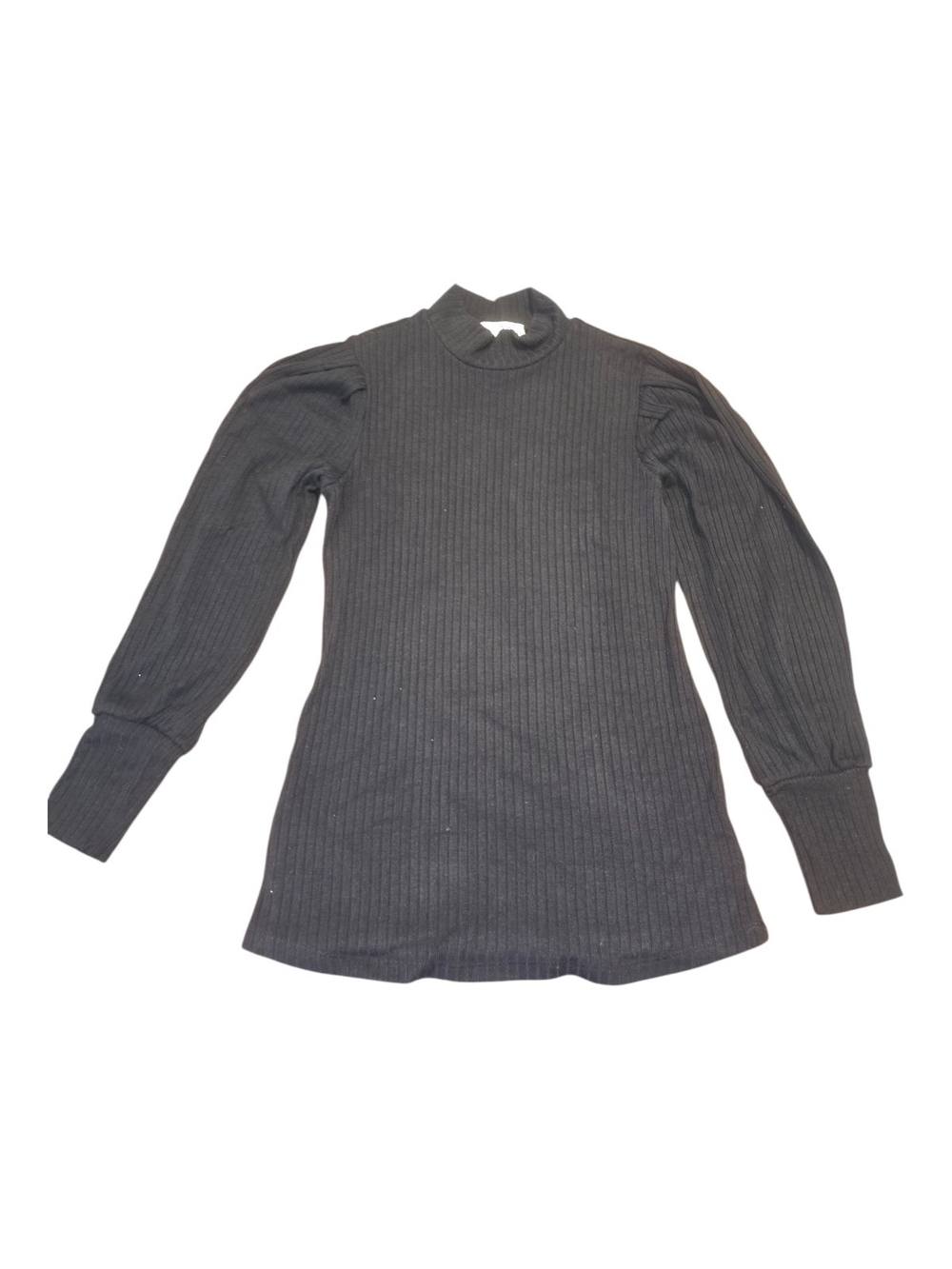Ribbed Mock Neck Puff Sleeve Maternity Top fro
